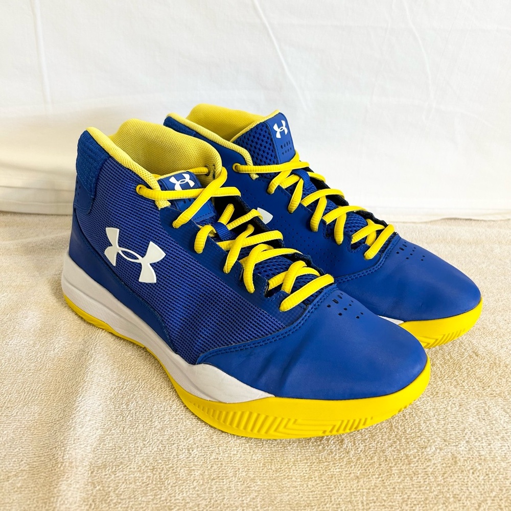 Under Armour Jet Mid Blue/Yellow size 8 MEN’S BASKETBALL SHOES - Picture 2 of 9